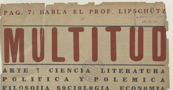 Portada de Multitud: año 1, número 1, enero de 1939