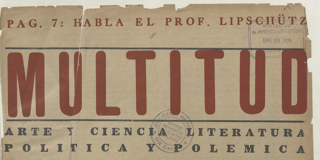 Portada de Multitud: año 1, número 1, enero de 1939