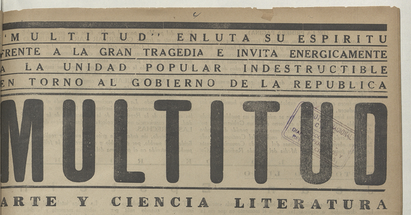 Portada de Multitud: año 1, número 4, enero de 1939