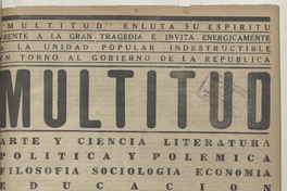 Portada de Multitud: año 1, número 4, enero de 1939