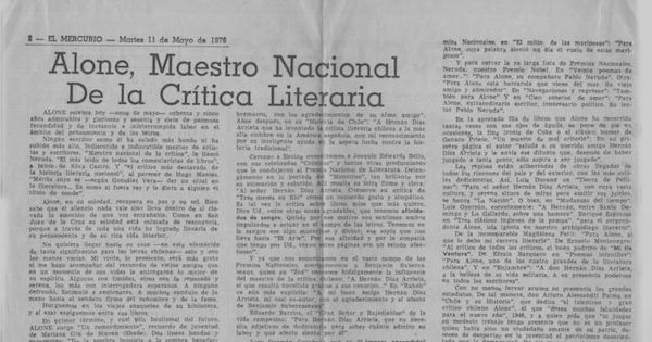 Alone, maestro nacional de la crítica literaria