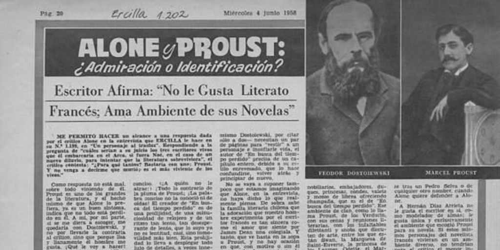 Alone y Proust: ¿Admiración o identificación?