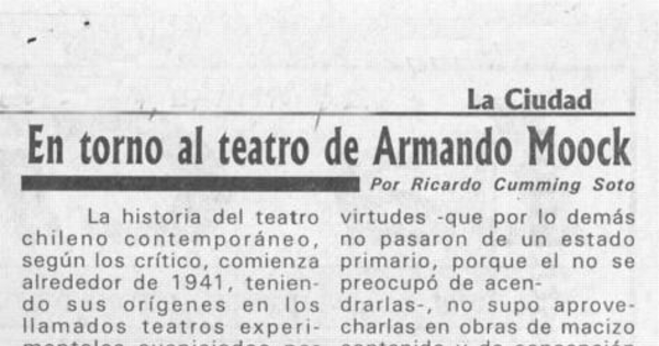 En torno al teatro de Armando Moock