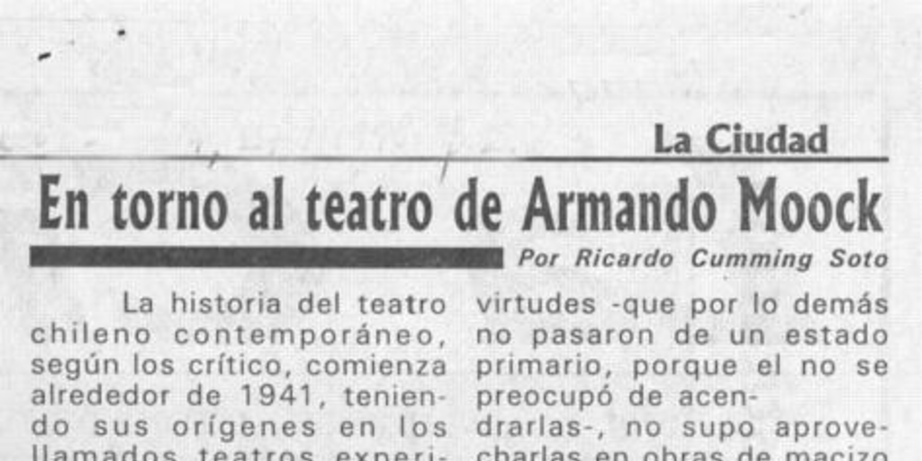 En torno al teatro de Armando Moock