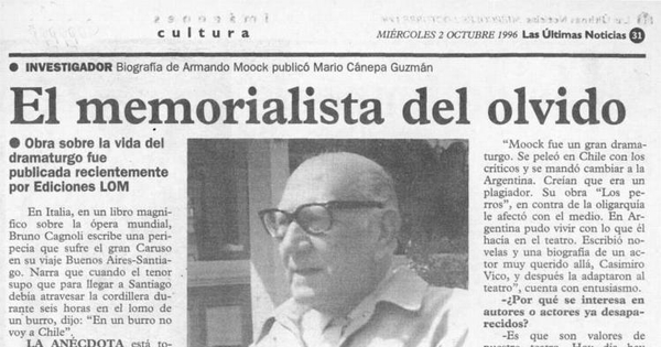 El memorialista del olvido