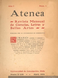 Portada de la primera Atenea que se publicó