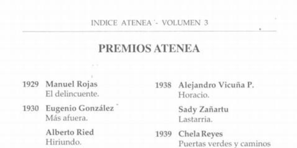 Lista de Premios Atenea