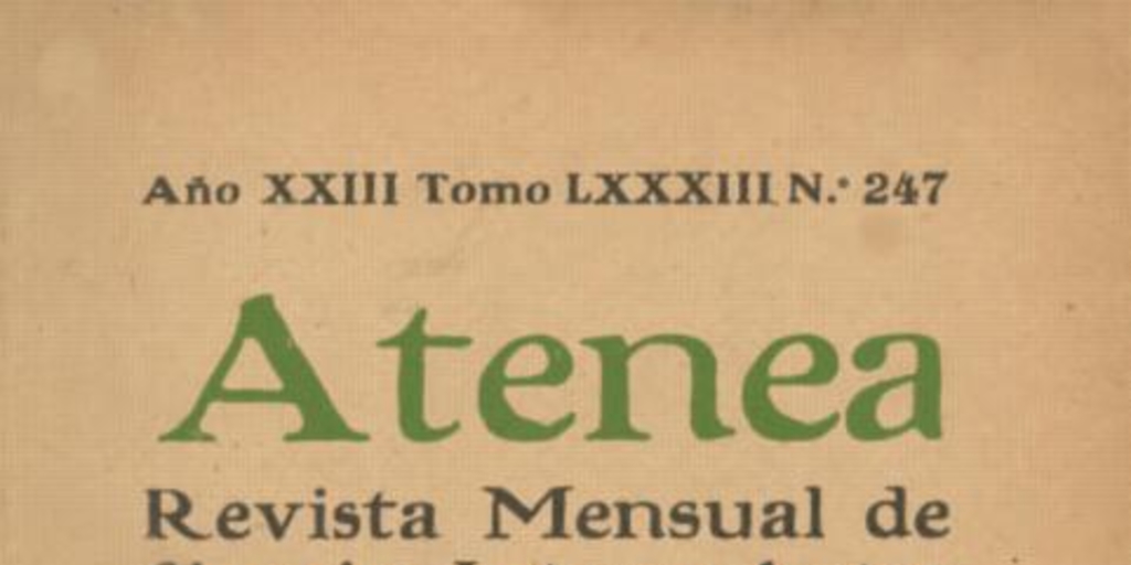 Atenea : revista mensual de Ciencias, Letras y Artes nº 247