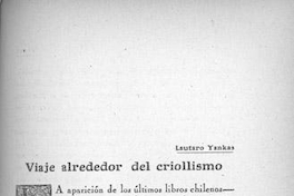 Viaje alrededor del criollismo