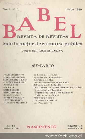 Babel : revista de arte y crítica : número 1, mayo 1939