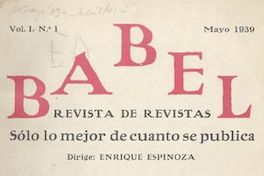 Babel : revista de arte y crítica : número 1, mayo 1939