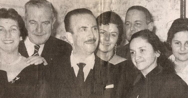 De izquierda a derecha, María Concha Subercaseaux, Benjamín Subercaseaux, Claudio Arrau y Violeta Parra