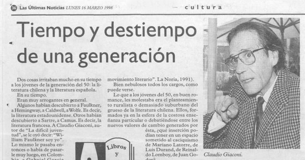 Tiempo y destiempo de una generación