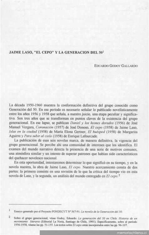 Jaime Laso, El cepo y la generación del 50