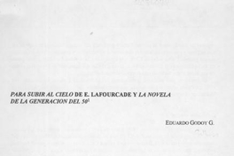 Para subir al cielo de E. Lafourcade y la Novela de la generación del 50