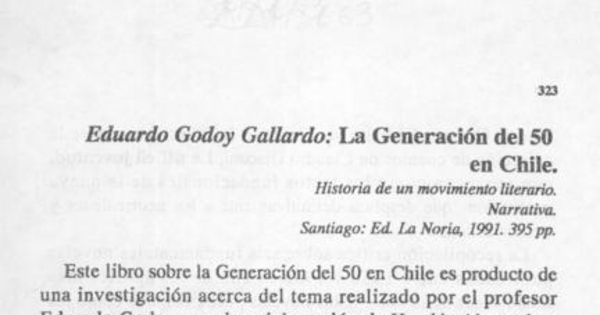 Eduardo Godoy Gallardo : La generación del 50 en Chile