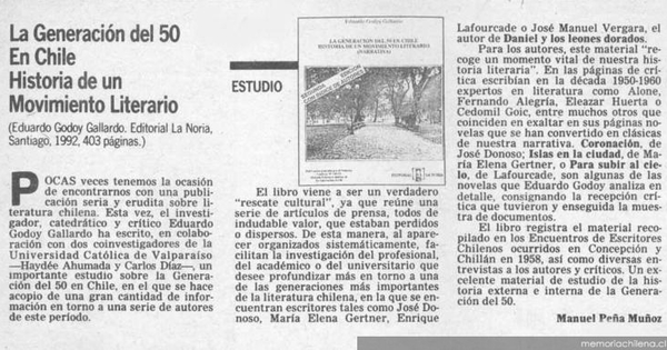 La Generación del 50 en Chile : historia de un movimiento literario