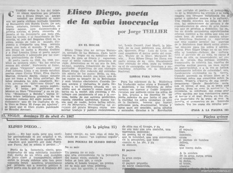 Eliseo Diego : poeta de la sabia inocencia