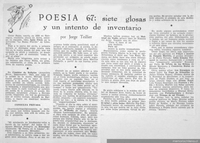 Poesía 67 : siete glosas y un intento de inventario