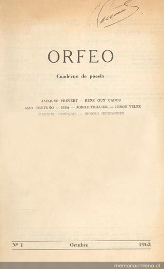 Orfeo : revista de poesía y teoría poética : nº 1