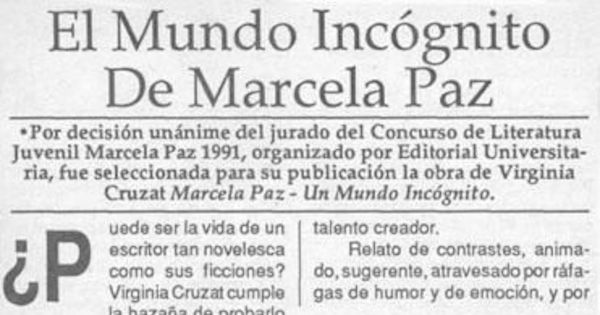 El Mundo incógnito de Marcela Paz