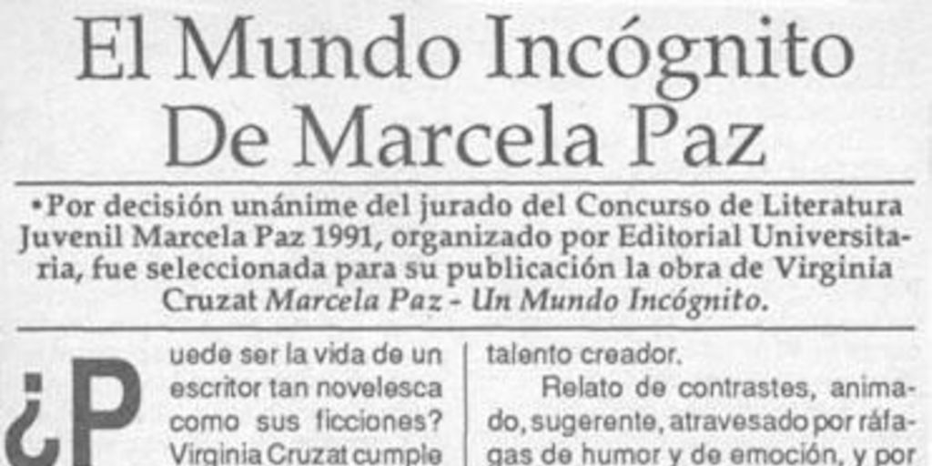 El Mundo incógnito de Marcela Paz