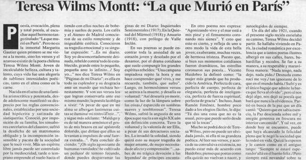 Teresa Wilms Montt, "La que murió en París"