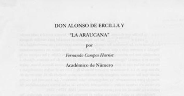 Don Alonso de Ercilla y La Araucana