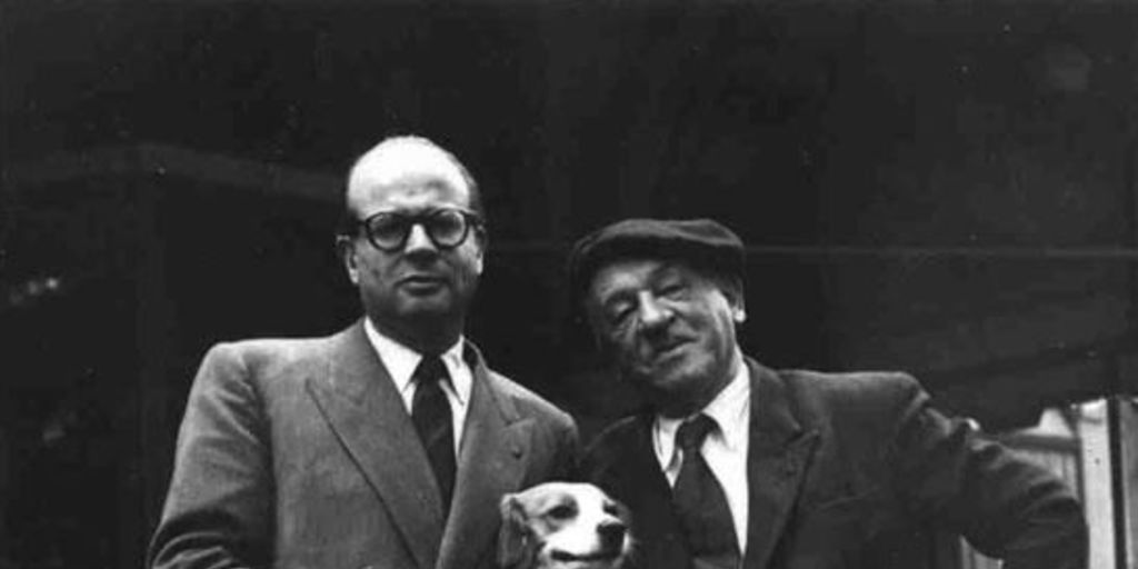 Salvador Reyes, junto a Blaise Cendrars en la terraza del dôme a Montparnasse