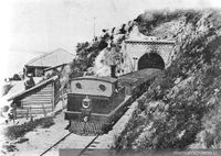 Cerro Chepe y túnel del ferrocarril a Curanilahue, hacia 1900