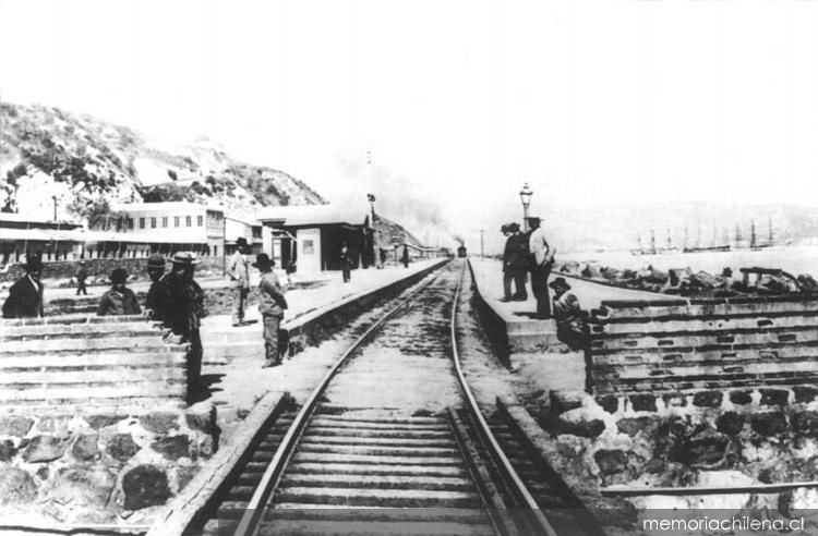 Estación Matadero ubicada entre Valparaíso y Viña del Mar, ca. 1900