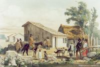 Cabane du cacique Penoleo a Concepción, 1838