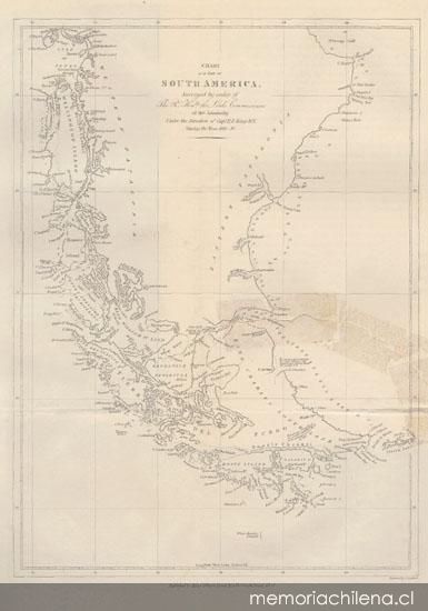 Mapa de una parte de Sud América, realizado por la expedición inglesa de Parker King entre los años 1826-1830