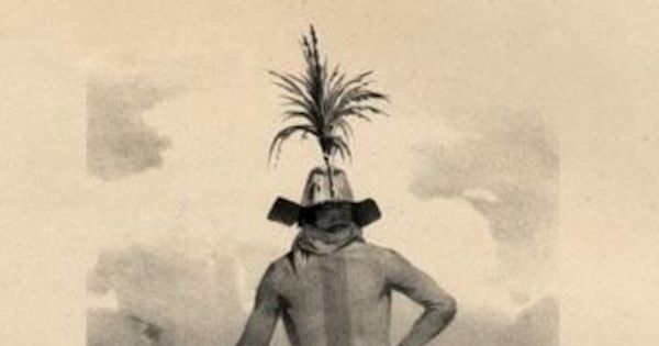 Chef patagon en costume de guerre, patagon el patagone, 1838
