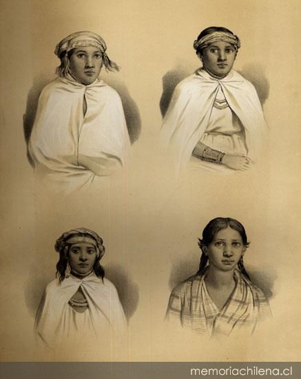 Araucaniennes, femme et filles du cacique Penoleo, 1838