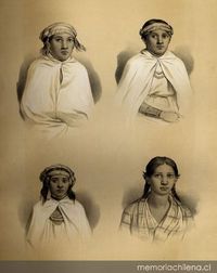 Araucaniennes, femme et filles du cacique Penoleo, 1838