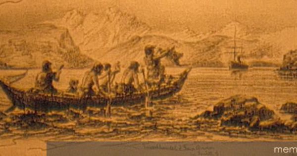 Encuentro con los Alacalufes en el canal Smyth, hacia 1894