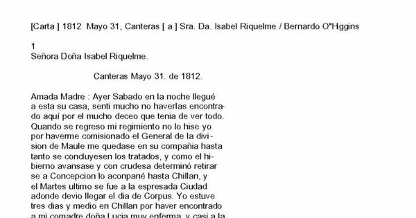 Carta 1813 a Sra. Da. Isabel Riquelme