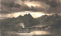 Dibujo de Pt. Arena, San Carlos,  Chiloé, hacia 1833