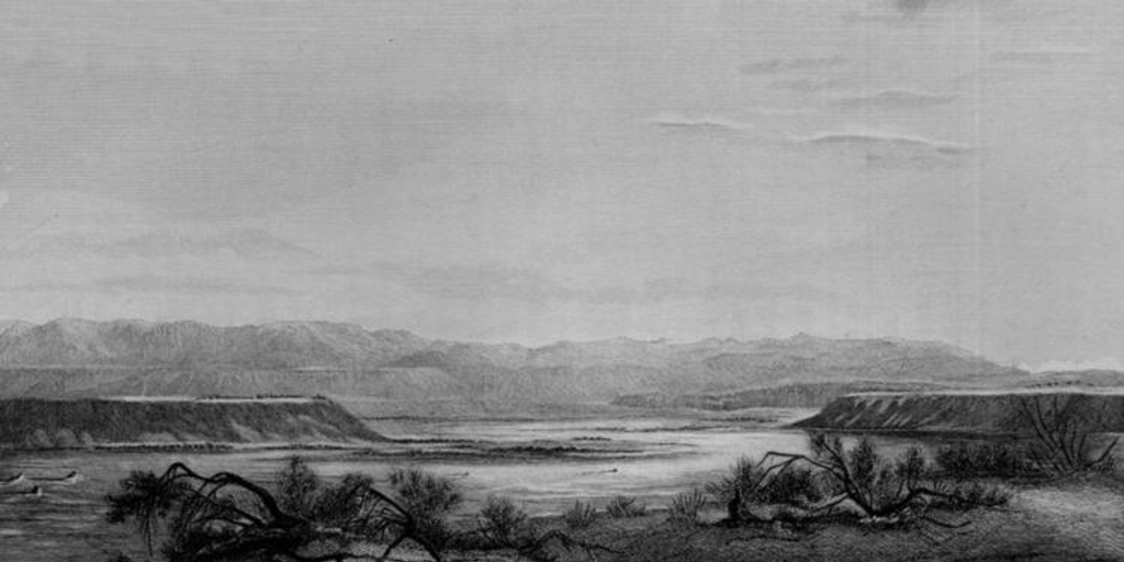 Santa Cruz river, and distant view of the Andes, 1826