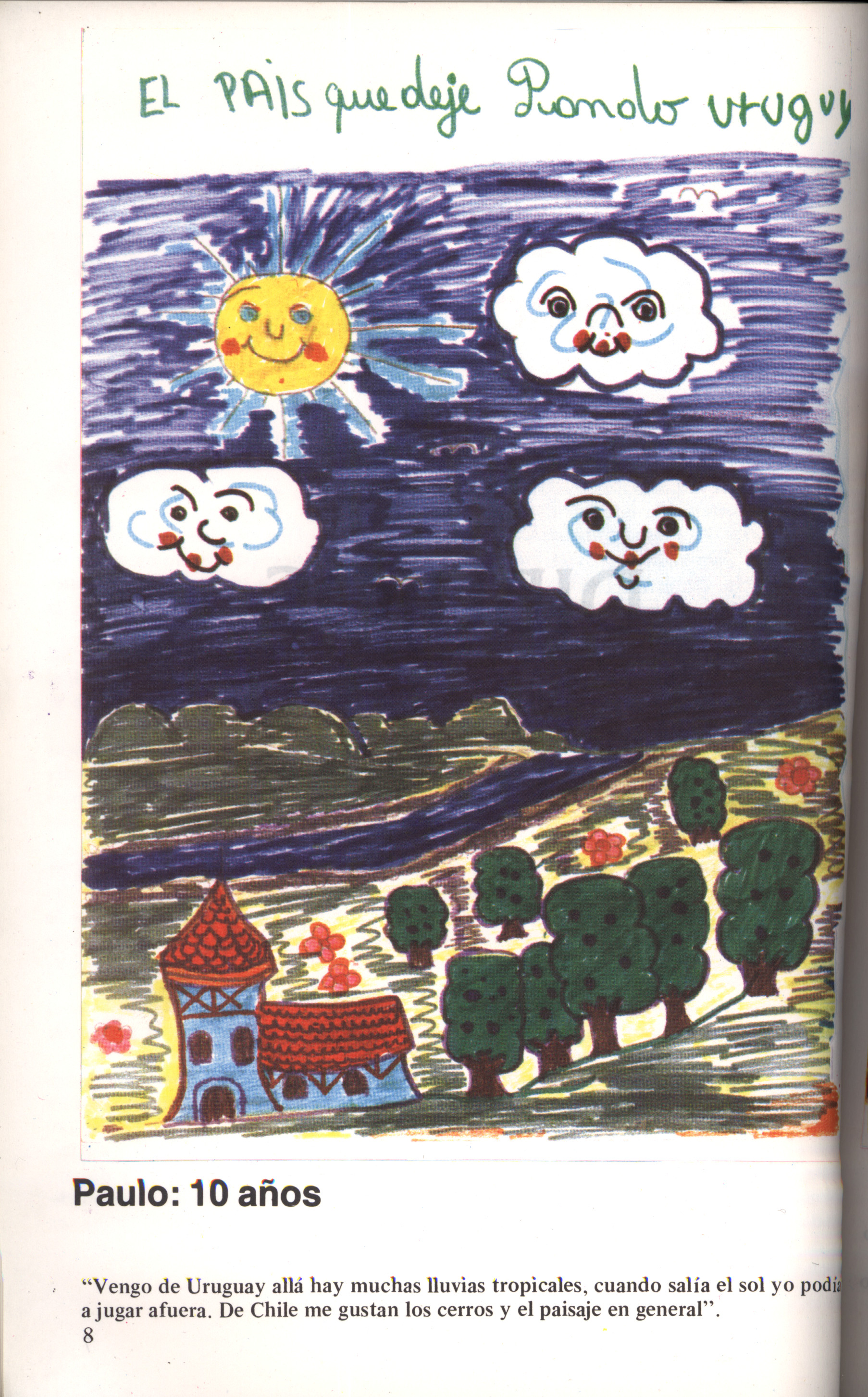 Dibujo de Paulo sobre Uruguay, 10 años, abril de 1989