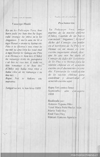 Transcripción del acta de Proclamación de Rapa Nui al Estado Chileno, 1888