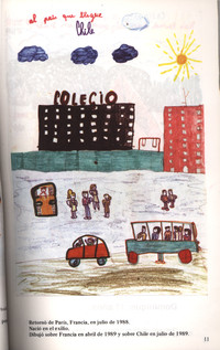 Dibujo de Marión sobre Chile, 8 años, julio de 1989