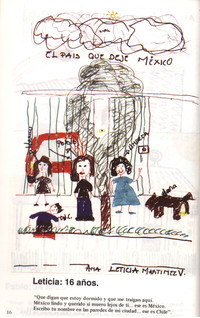Dibujo de Leticia sobre México, 16 años, marzo de 1989