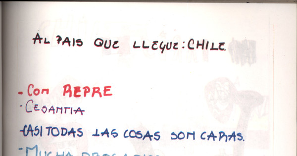 Dibujo de Leticia sobre Chile, 16 años, junio de 1989