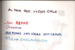 Dibujo de Leticia sobre Chile, 16 años, junio de 1989