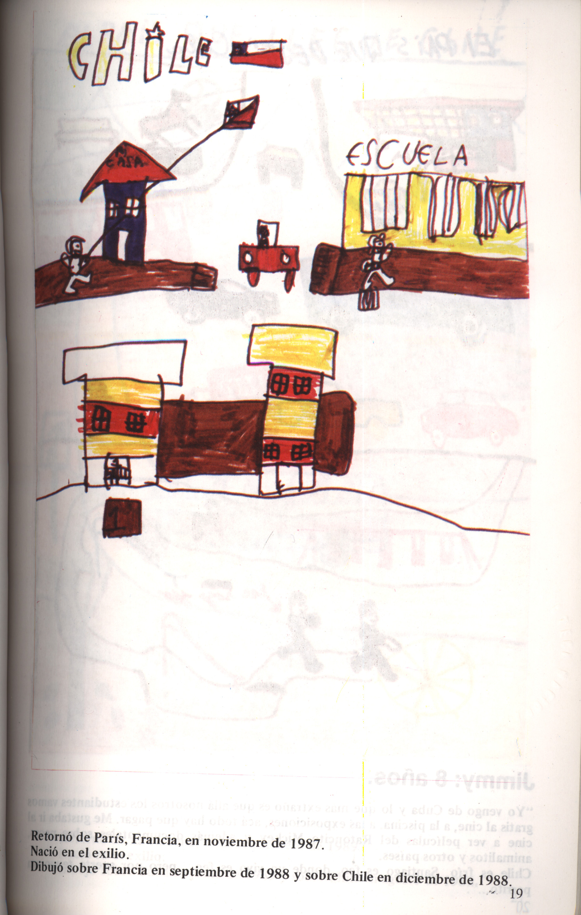 Dibujo de David sobre Chile, 6 años, diciembre de 1988