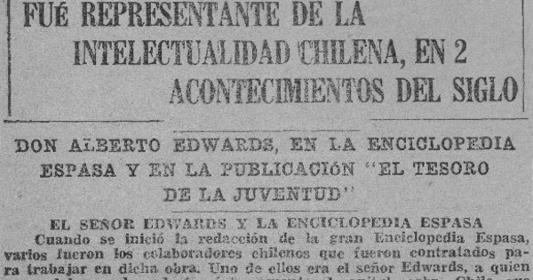 Alberto Edwards, representante de la intelectualidad chilena