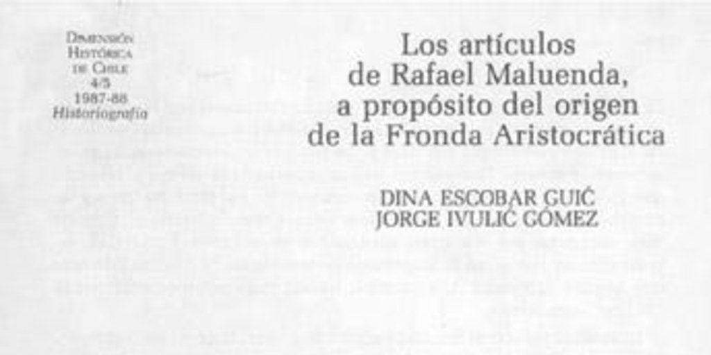 Los artículos de Rafael Maluenda a propósito de La Fronda Aristocrática