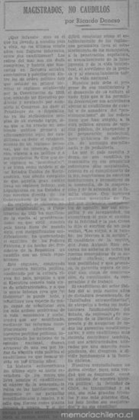 Magistrados, no caudillos